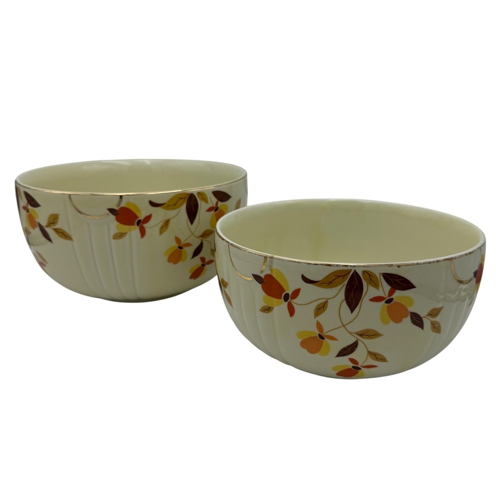 Vtg Hall's Superior Jewel Tea Autumn Leaf Leaves Fall Nesting Mixing Bowls Large